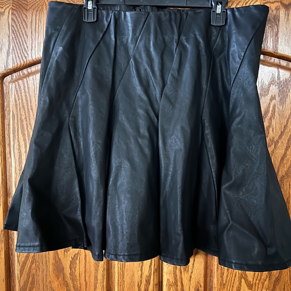 Torrid Black Faux Leather Skater Skirt